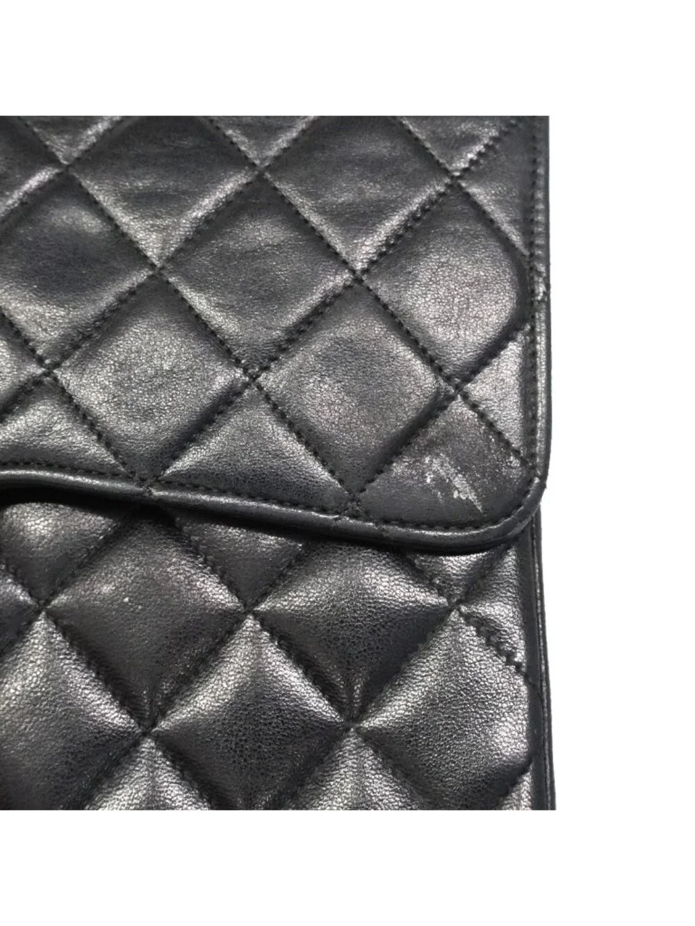 Chanel Shoulder Bag Quilted Lambskin Black Gold